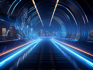 抽象艺术未来科技未来城市智能隧道